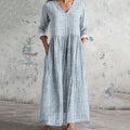 【Lange Ärmel】Lässiges Gestreiftes Kleid
