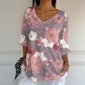 Vintage-Bluse Mit Blumendruck