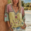 Vintage-Bluse Mit Blumendruck