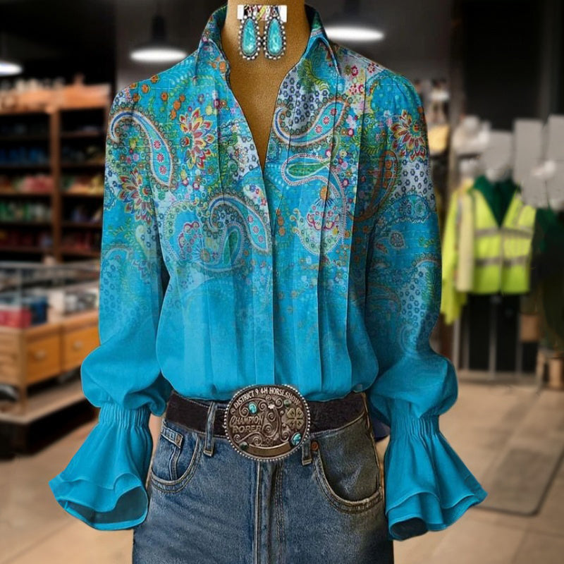 Vintage-Bluse Mit Ethno-Print