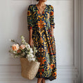 【Lange Ärmel】 Vintage-Kleid Im Ethnischen Stil