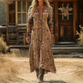 【Lange Ärmel】Vintage-Kleid Im Ethnischen Stil