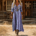 【Lange Ärmel】Vintage-Kleid Mit Blumendruck