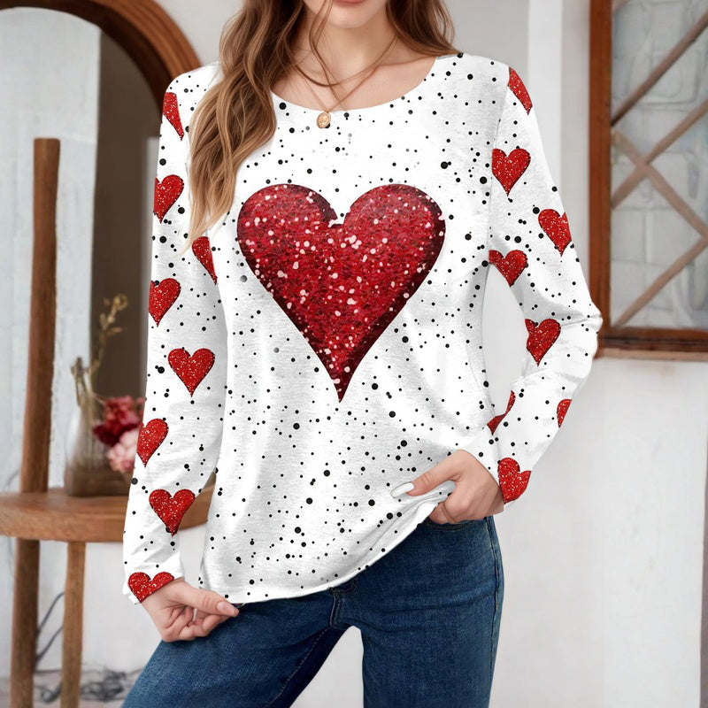 Lässiges T-Shirt Mit Herzmuster