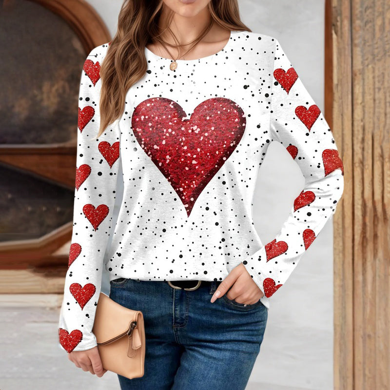 Lässiges T-Shirt Mit Herzmuster