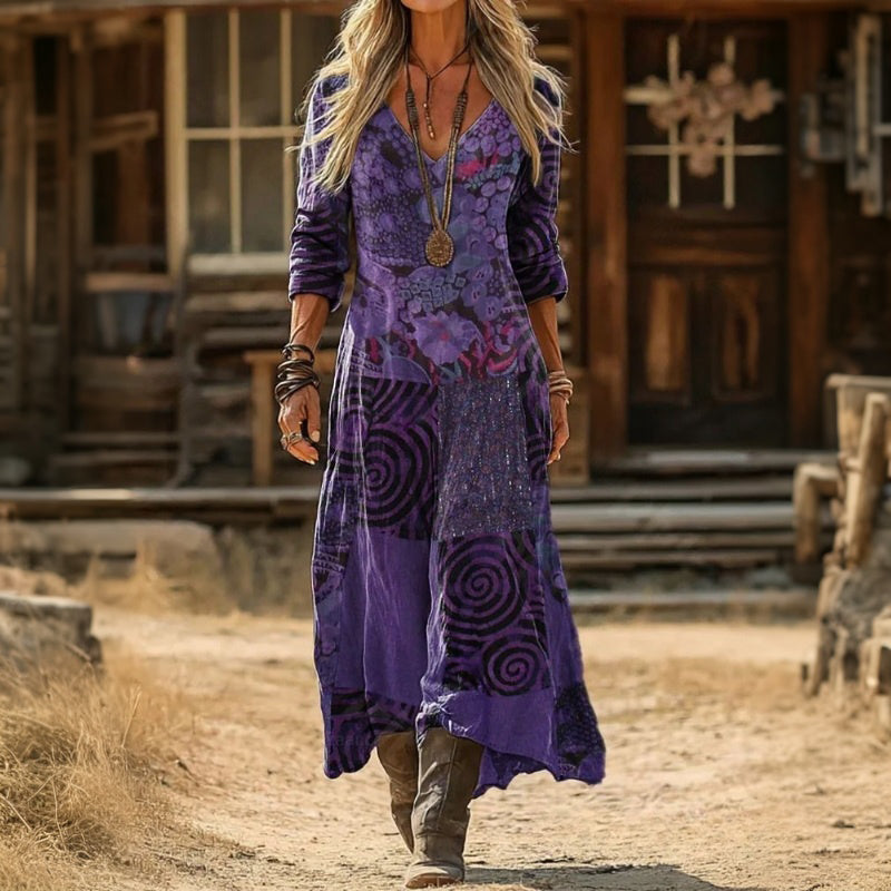 【Lange Ärmel】Lässiges Vintage-Kleid