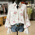 Lässiges Bluse Mit Blumendruck