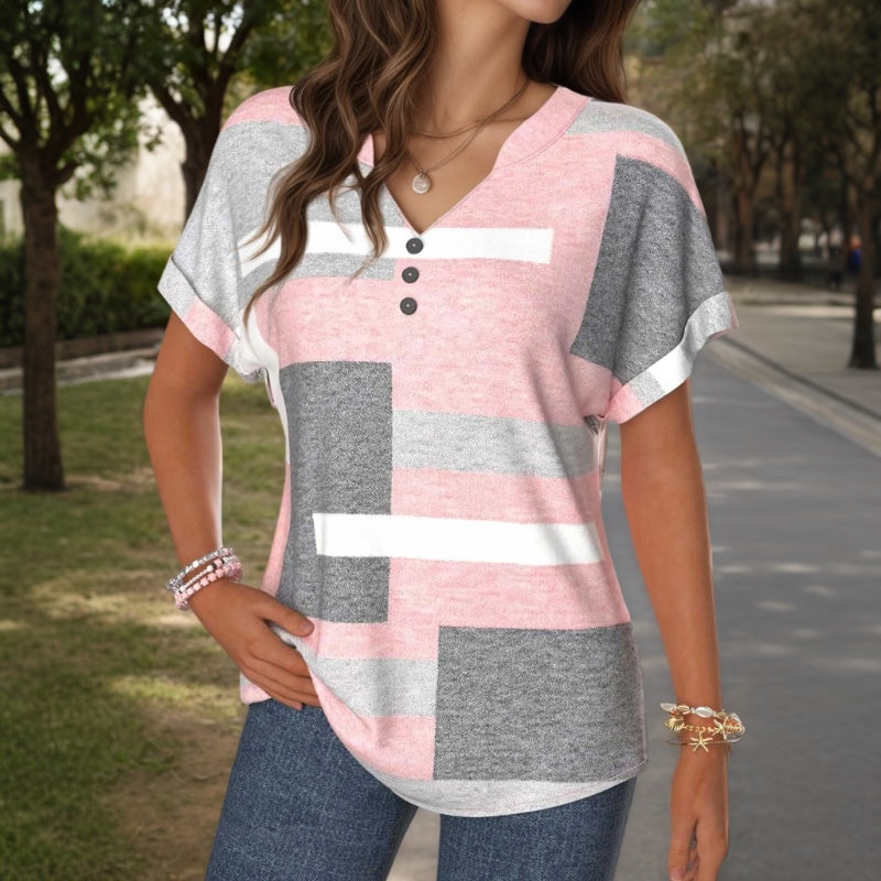 Lässige Bluse Mit Farbblock