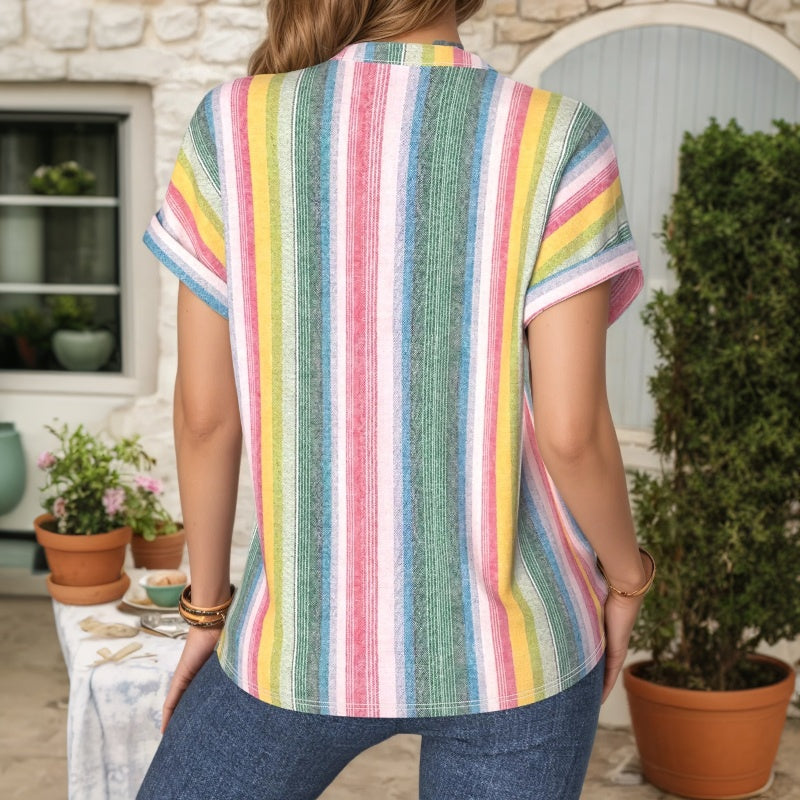 Vintage-Bluse Mit Bunten Streifen