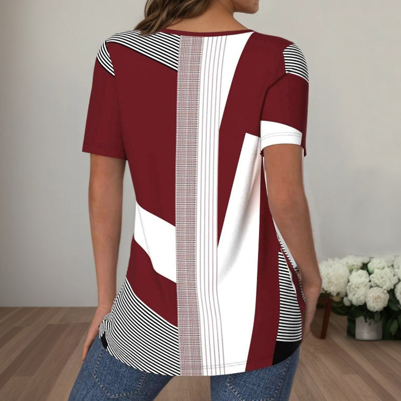 Gestreiftes T-Shirt Mit Farbblock