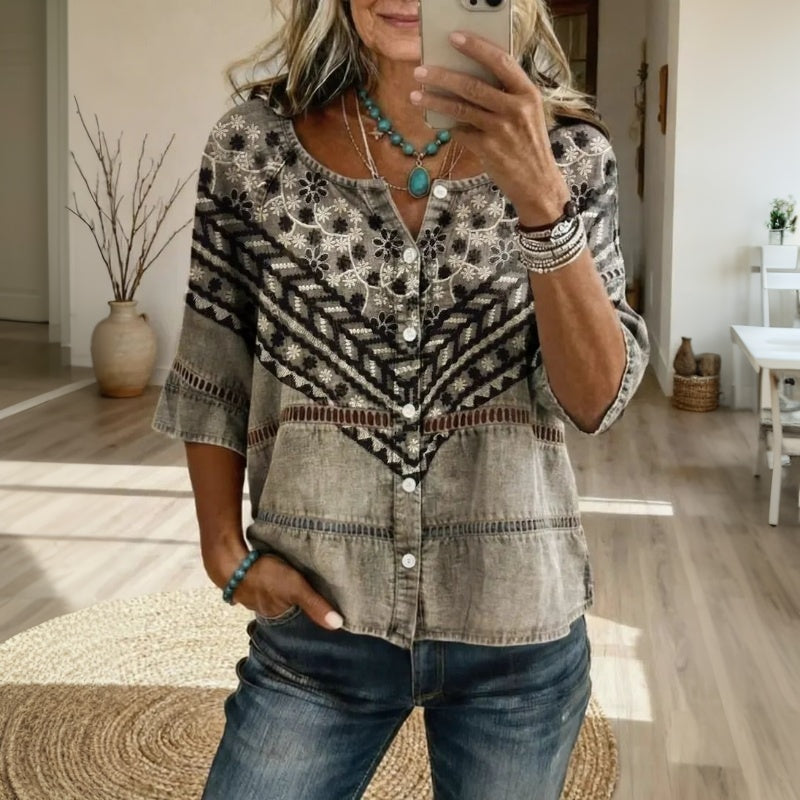 Vintage-Bluse Mit Blumenmuster