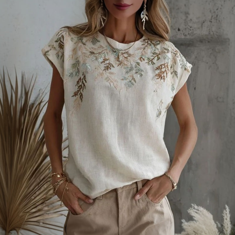 Vintage-T-Shirt Mit Blätterprint