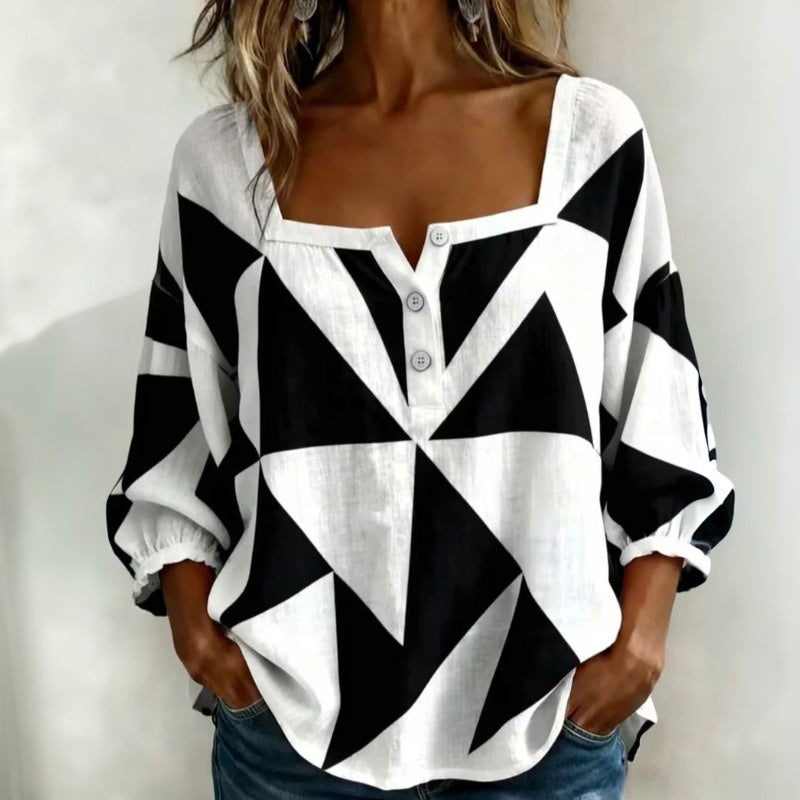 Lässige Bluse Mit Geometrischem Muster