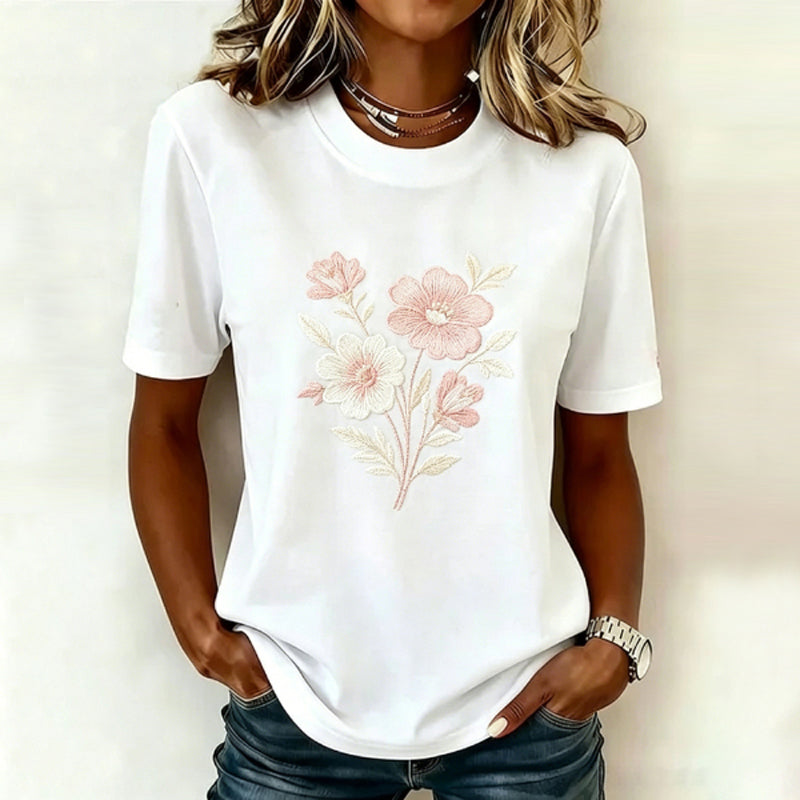Lässiges T-Shirt Mit Blumenmuster