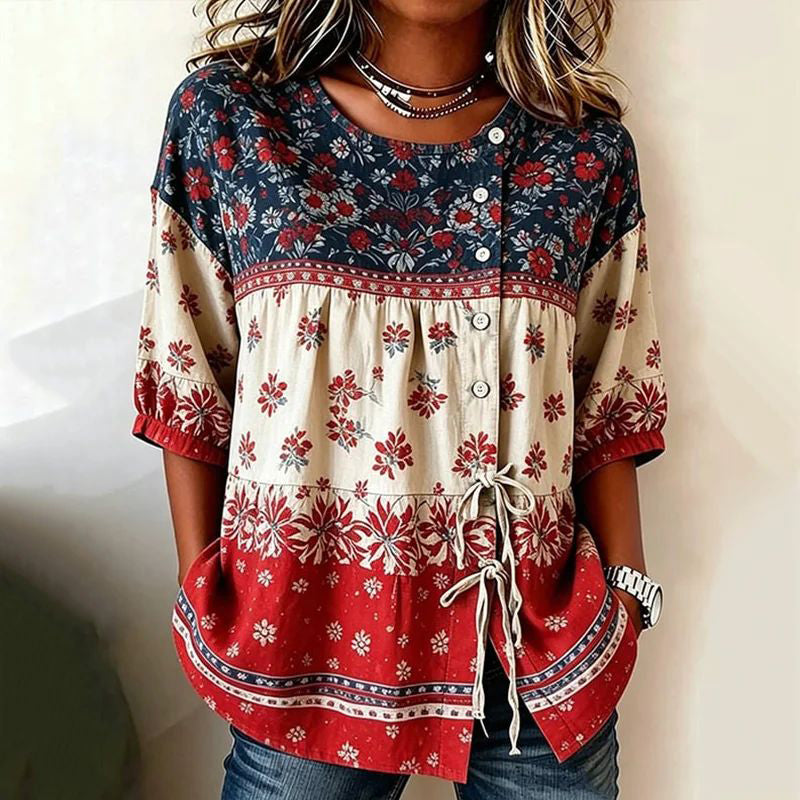Vintage-Bluse Mit Blumenmuster