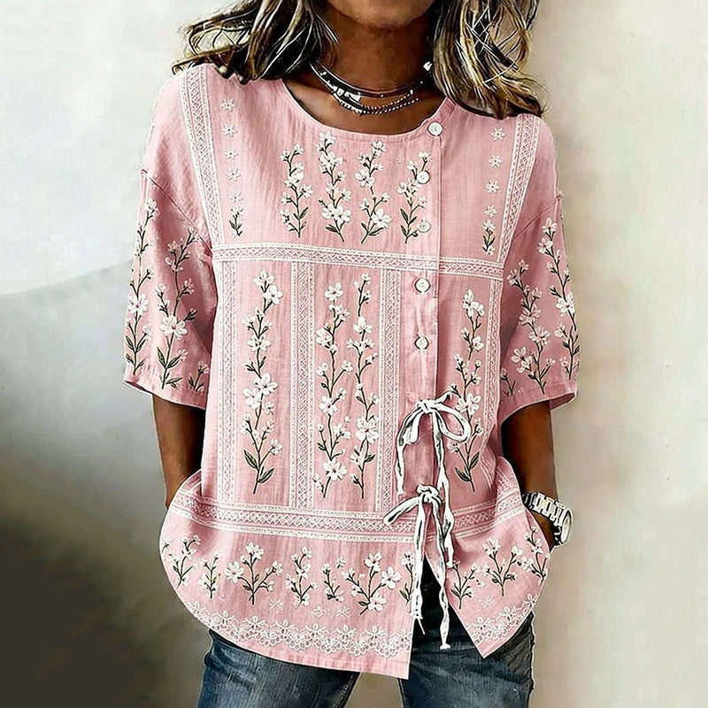 Vintage-Bluse Mit Blumenmuster