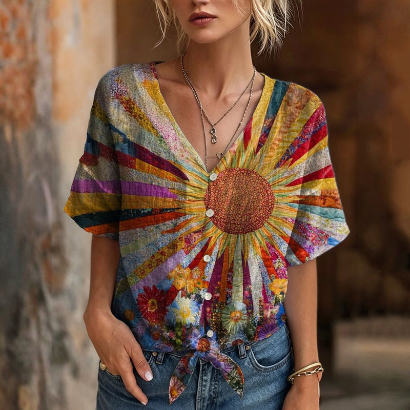 Vintage-Bluse Mit Blumenmuster