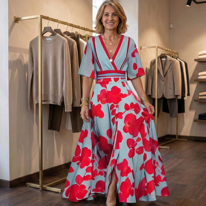 Adele | Vestido Maxi Elegante con Escote Profundo