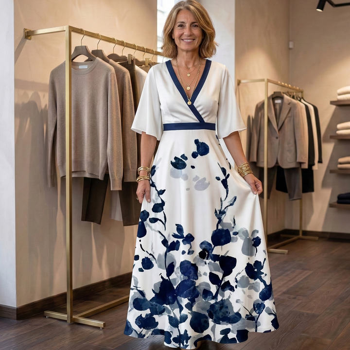 Adele | Vestido Maxi Elegante con Escote Profundo