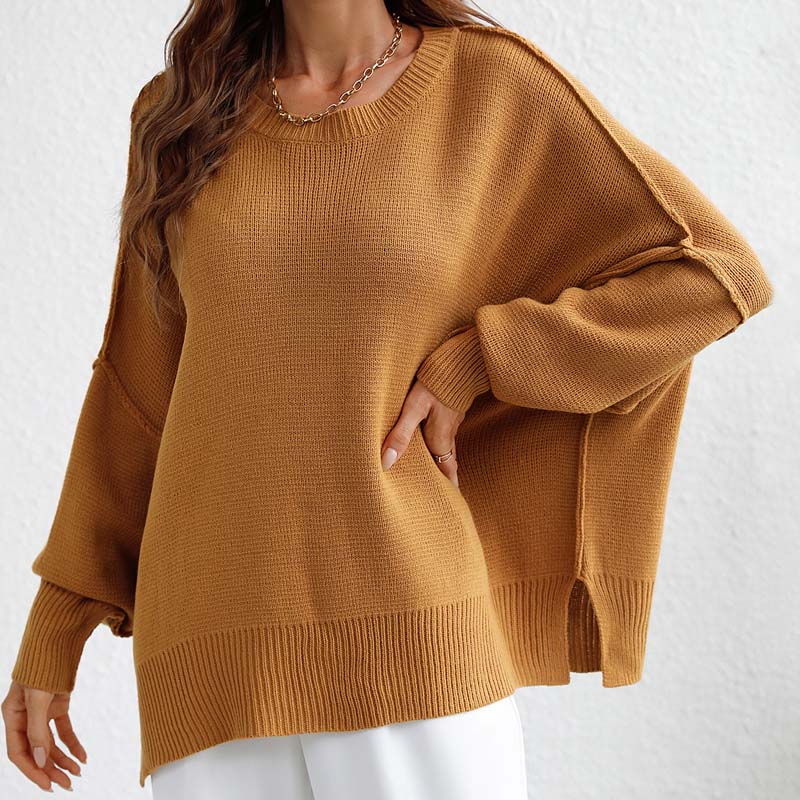 Lässiger Einfarbiger Strickpullover