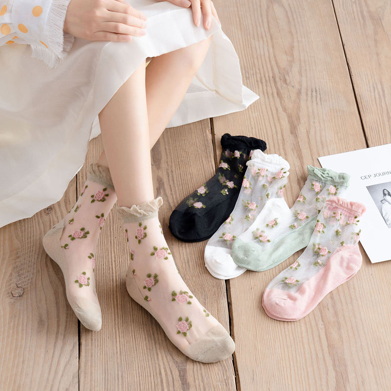 Atmungsaktive Blumensocken