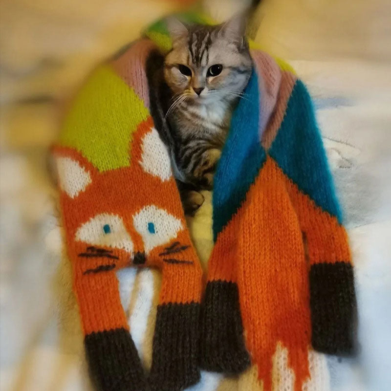 Warmer Fuchs-Strickschal