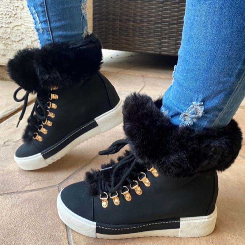 Warme Plüsch-Plateau-Stiefeletten
