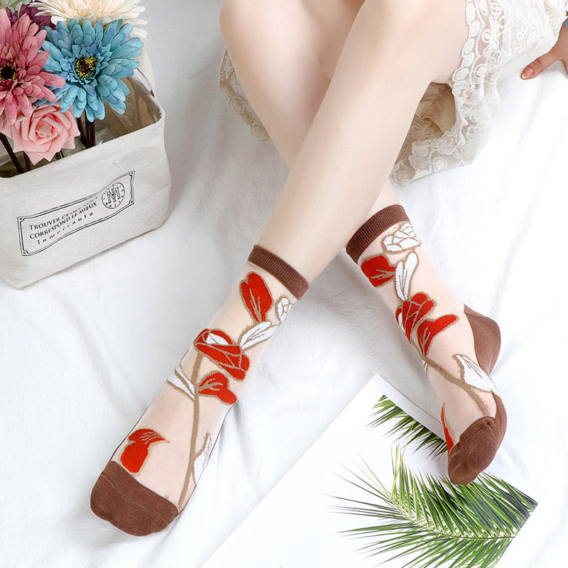 Atmungsaktive Blumensocken
