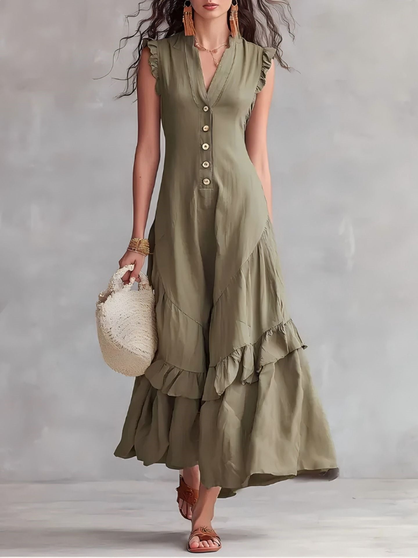 Valentina | Abito Maxi con Volant Eleganti