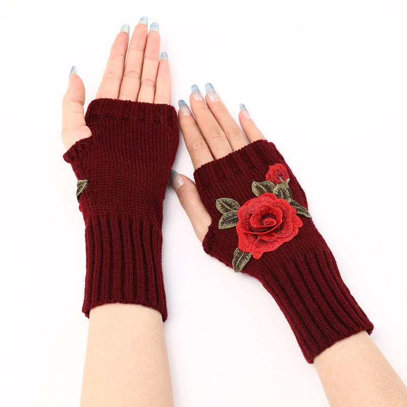 Warme Handschuhe Mit Blumendruck
