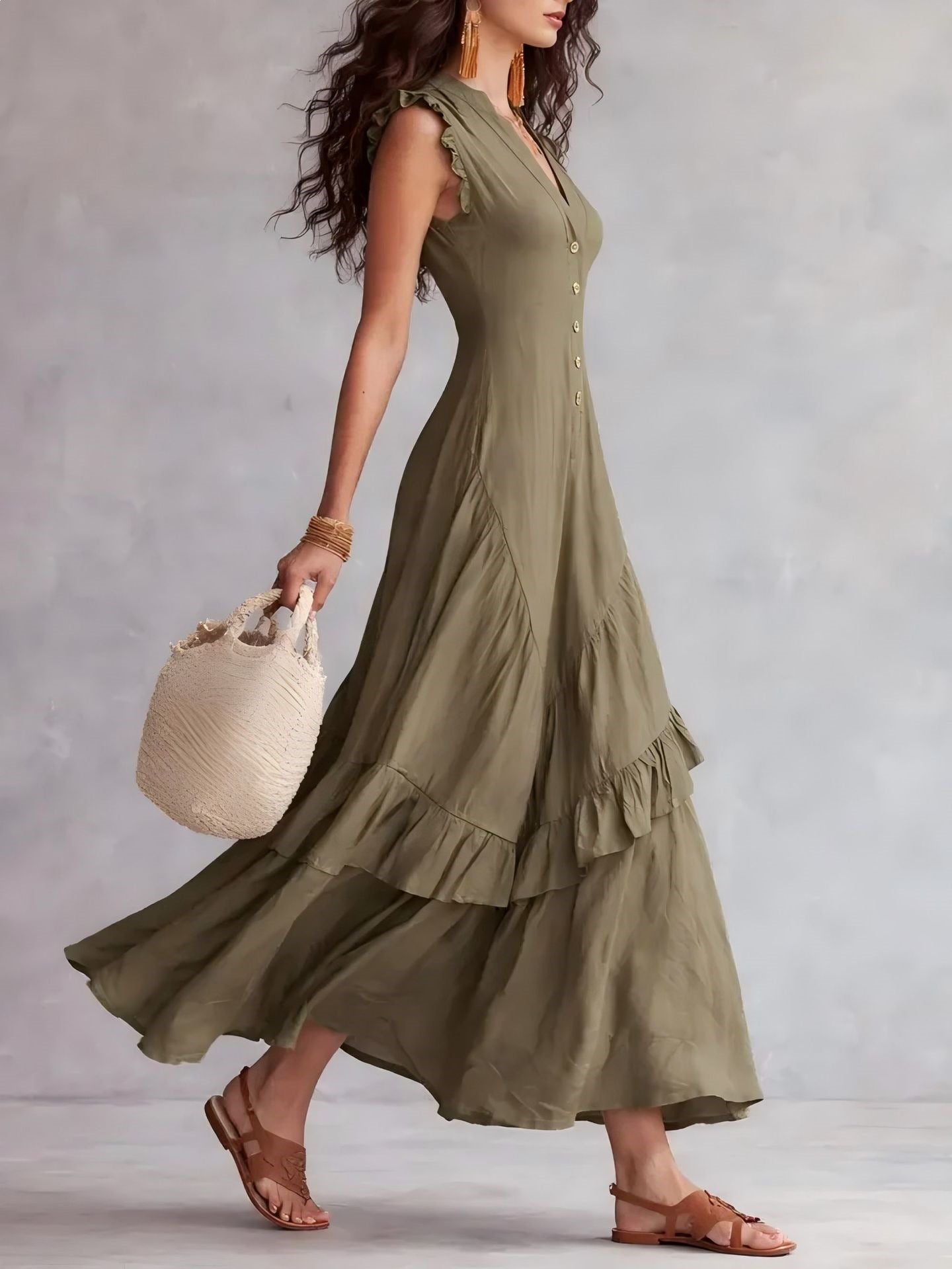 Valentina | Abito Maxi con Volant Eleganti