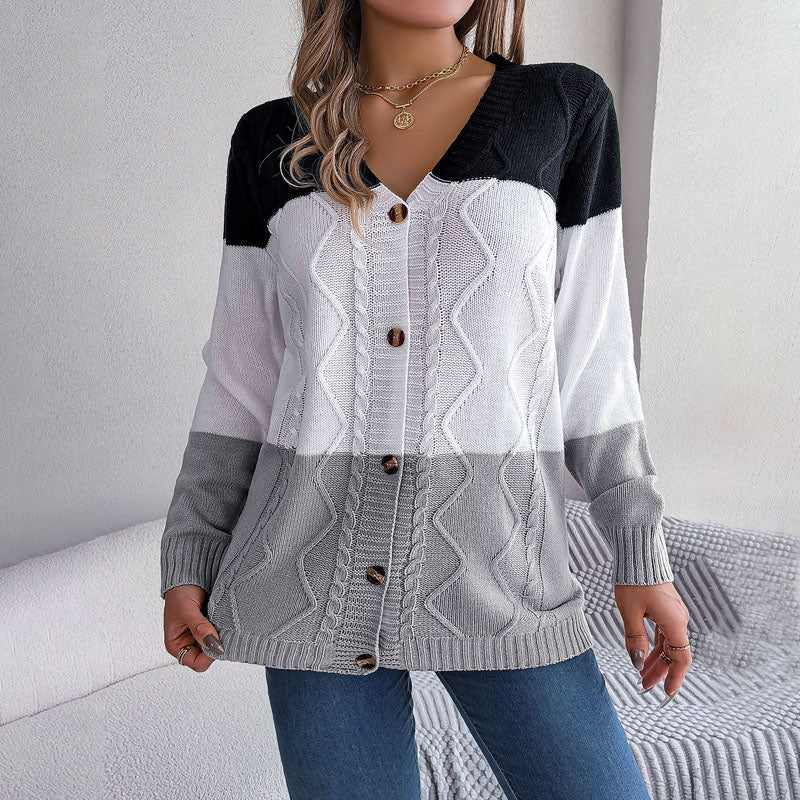 Lässiger Farbblock Cardigan