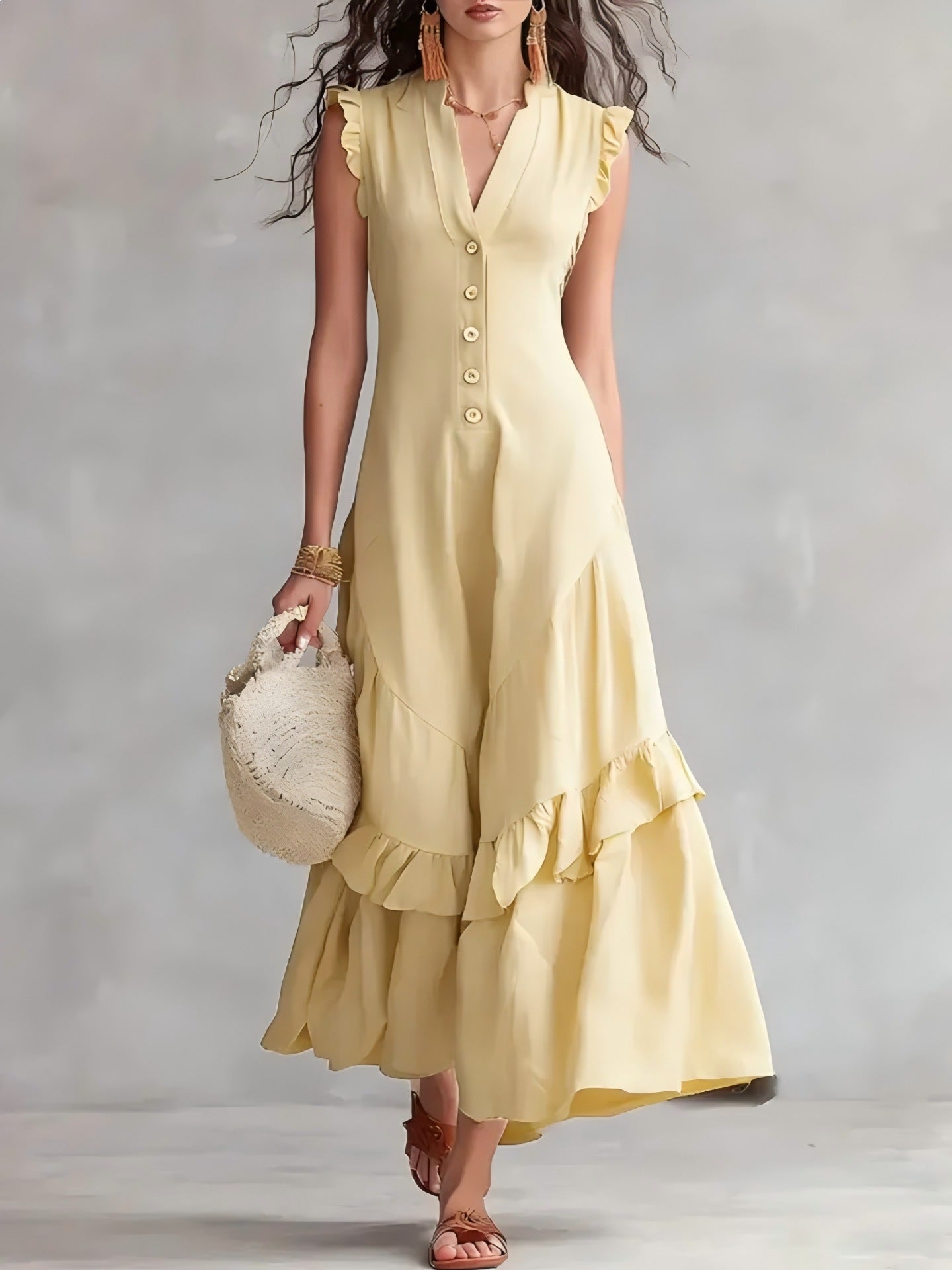 Valentina | Abito Maxi con Volant Eleganti