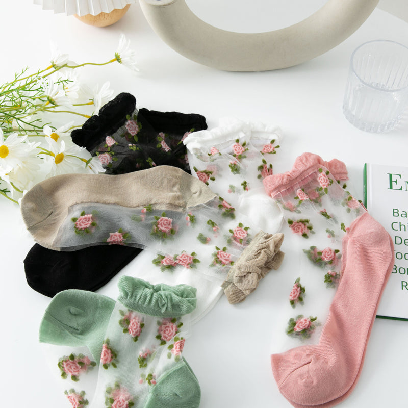 Atmungsaktive Blumensocken