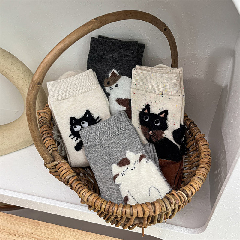 Lässige Socken Mit Katzenmuster