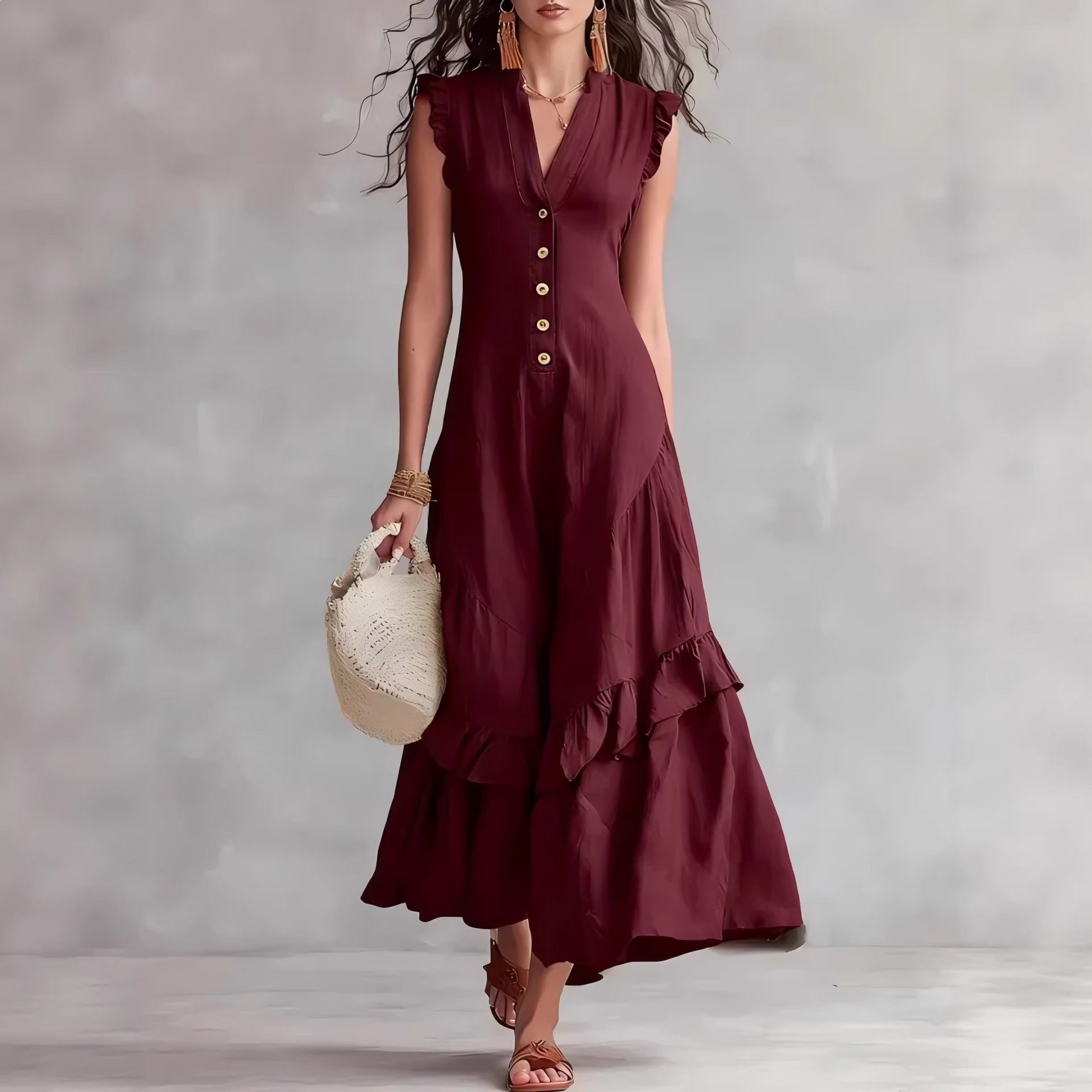Valentina | Abito Maxi con Volant Eleganti