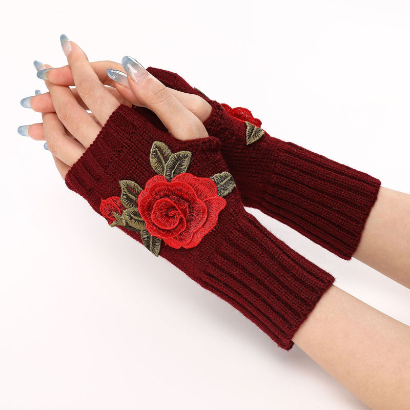 Warme Handschuhe Mit Blumendruck