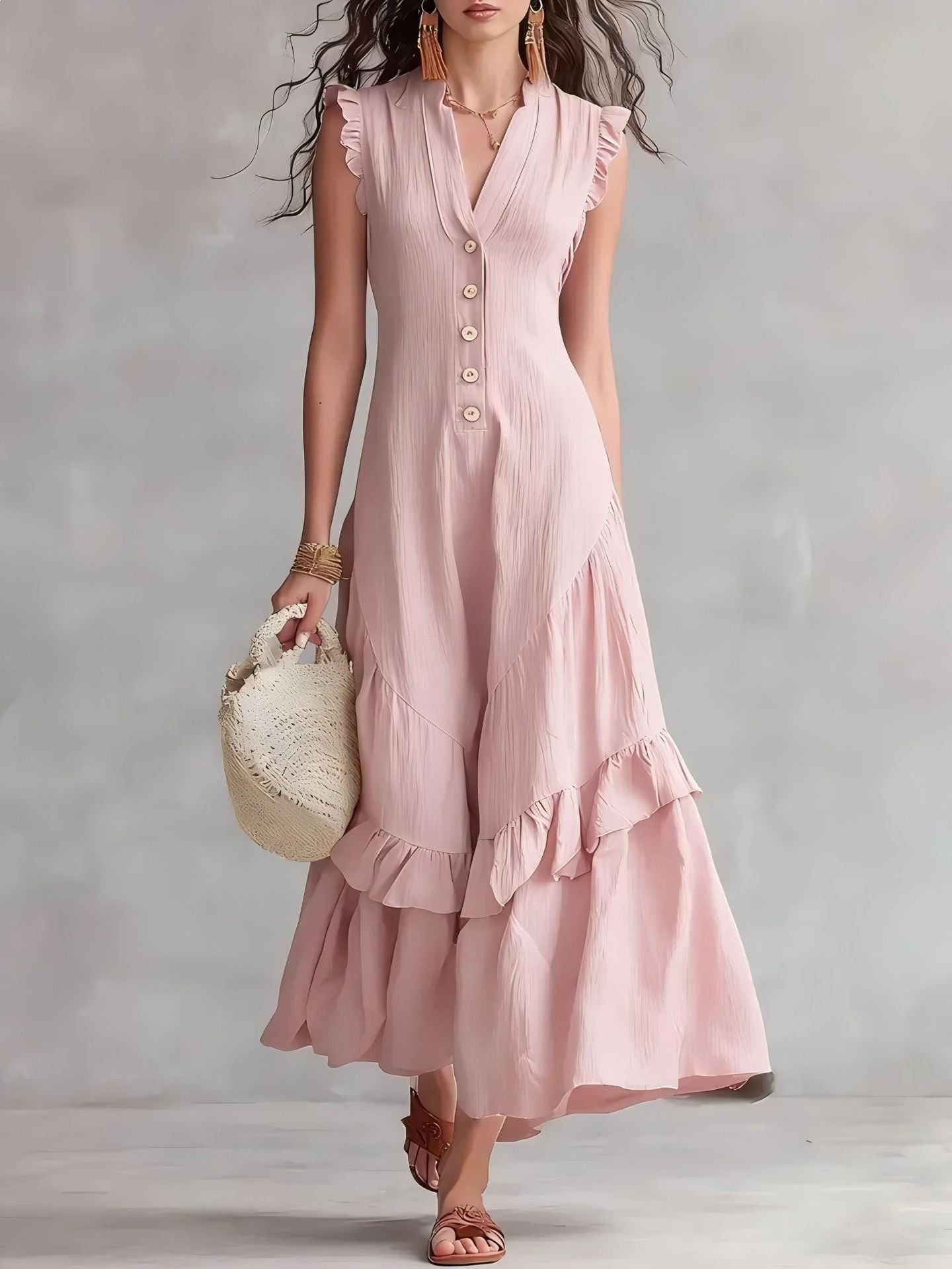 Valentina | Abito Maxi con Volant Eleganti