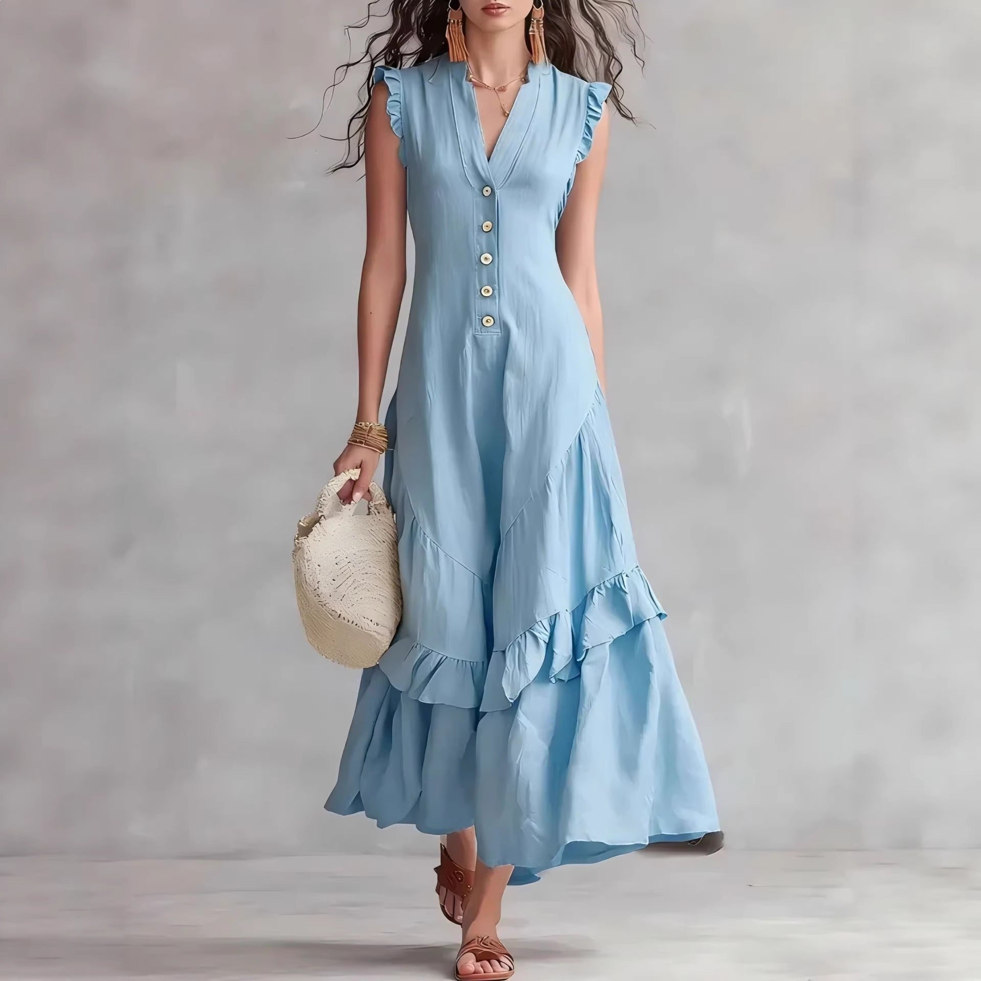 Valentina | Abito Maxi con Volant Eleganti