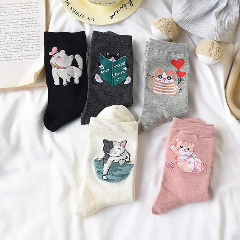 Socken Mit Cartoon-Katzen