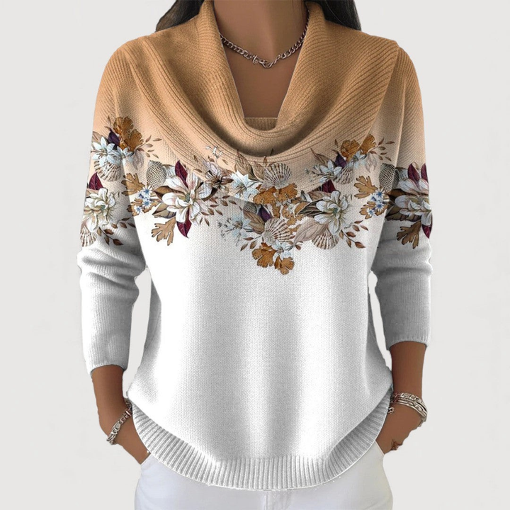 Alora | Maglione floreale con collo morbido
