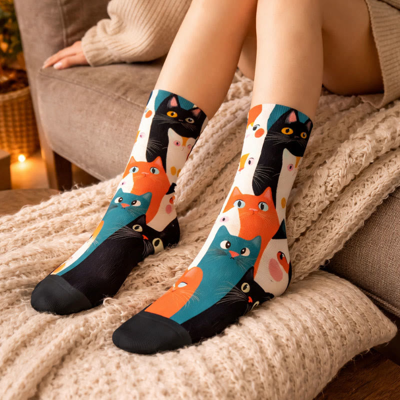 Lässige Socken Mit Katzenmotiv