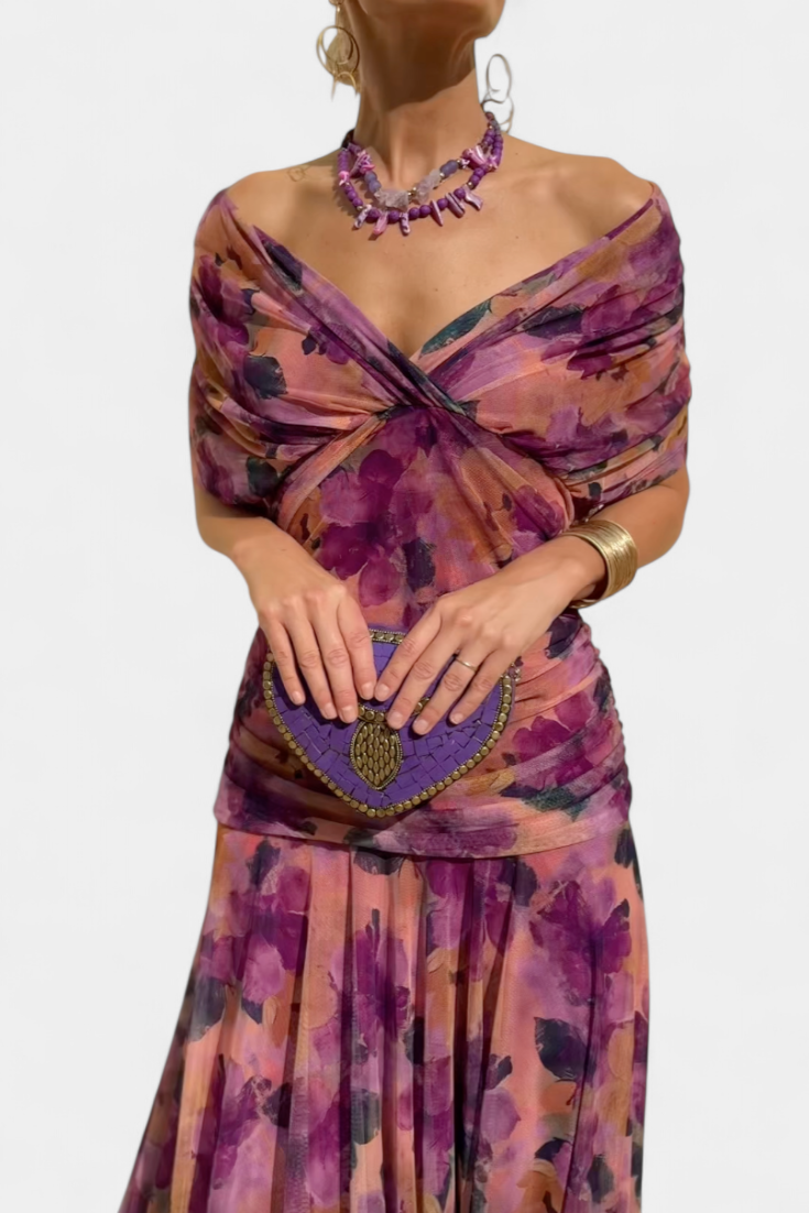 Florendra | Vestido largo floral con escote en V
