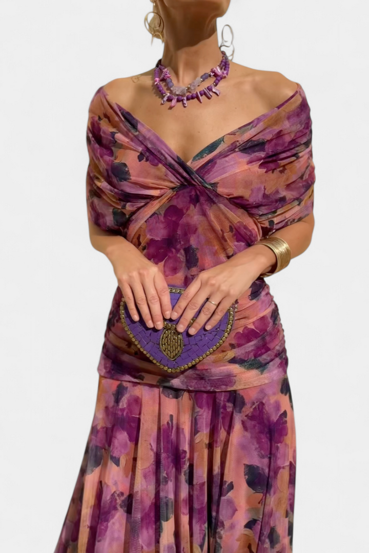 Florendra | Vestido largo floral con escote en V