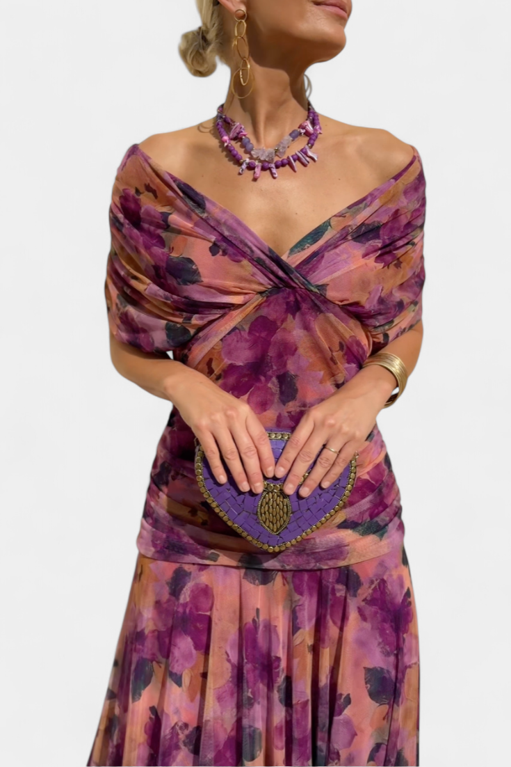 Florendra | Vestido largo floral con escote en V