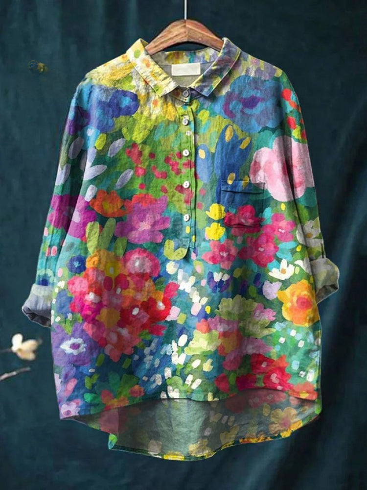 Tiziana | Camicia in lino fantasia