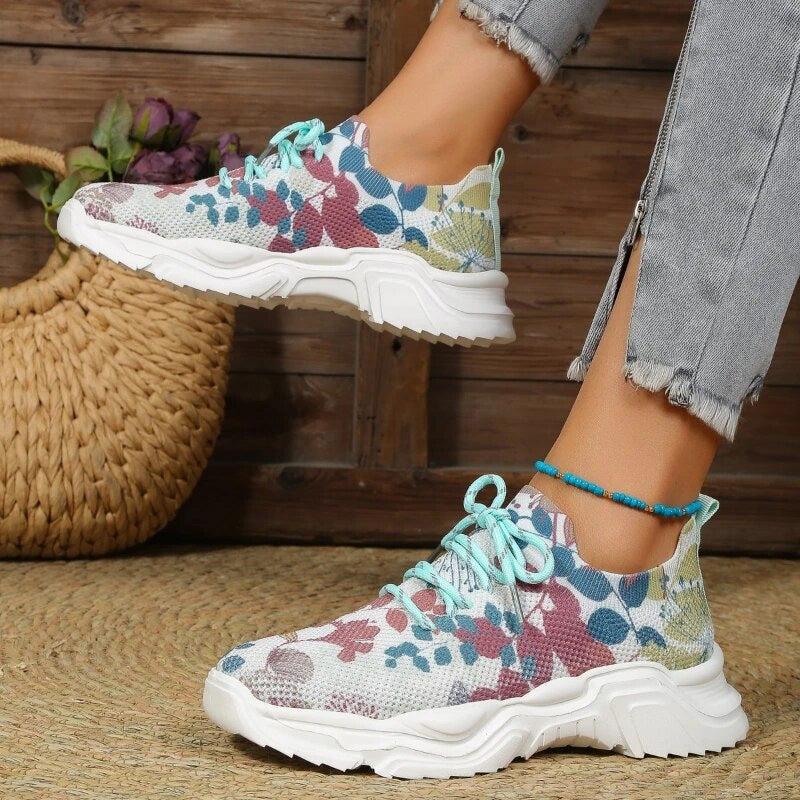 Lässige Sneakers Mit Blumendruck