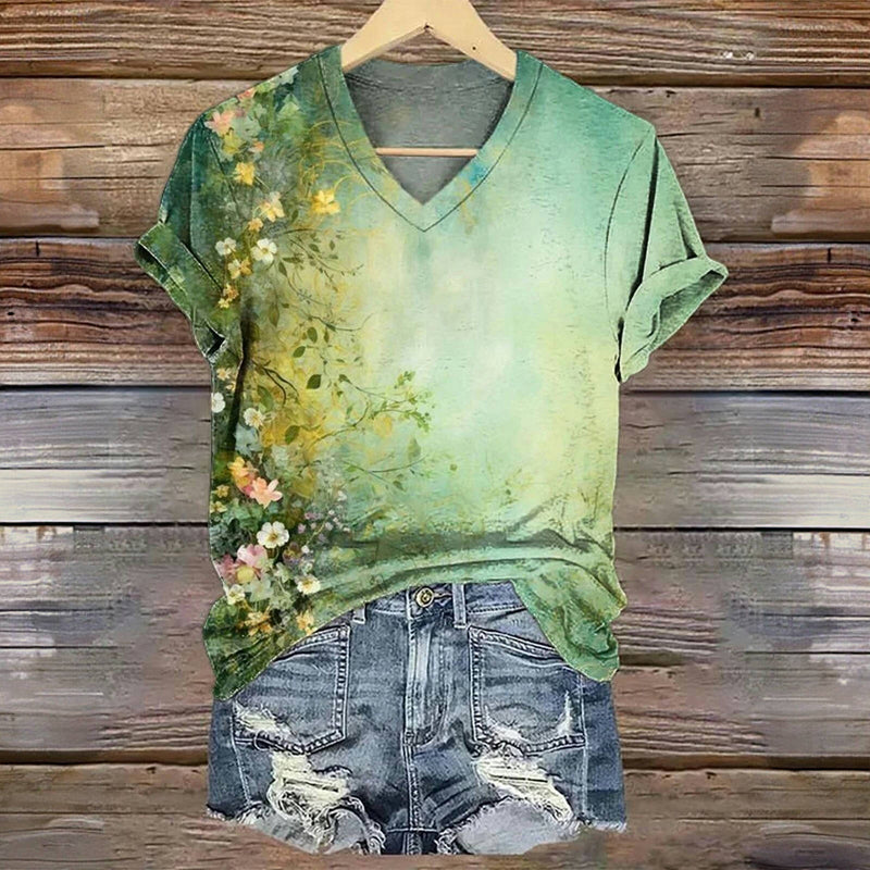 Vintage-T-Shirt Mit Blumendruck