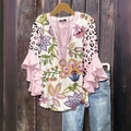 Vintage-Bluse Mit Blumendruck