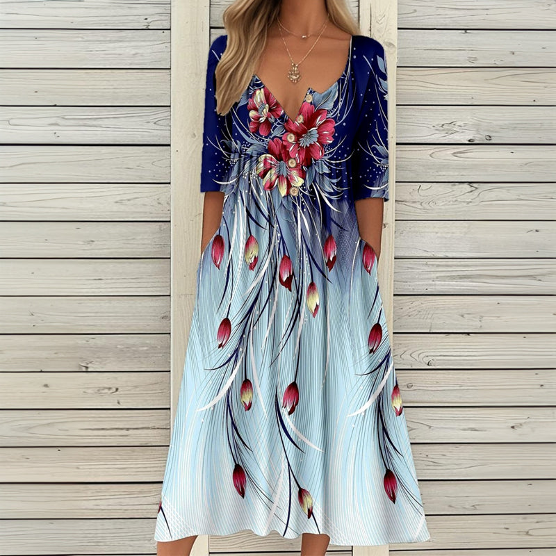 Vintage-Kleid Mit Blumendruck